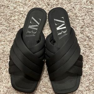 Zara | Quilted Black Sandals